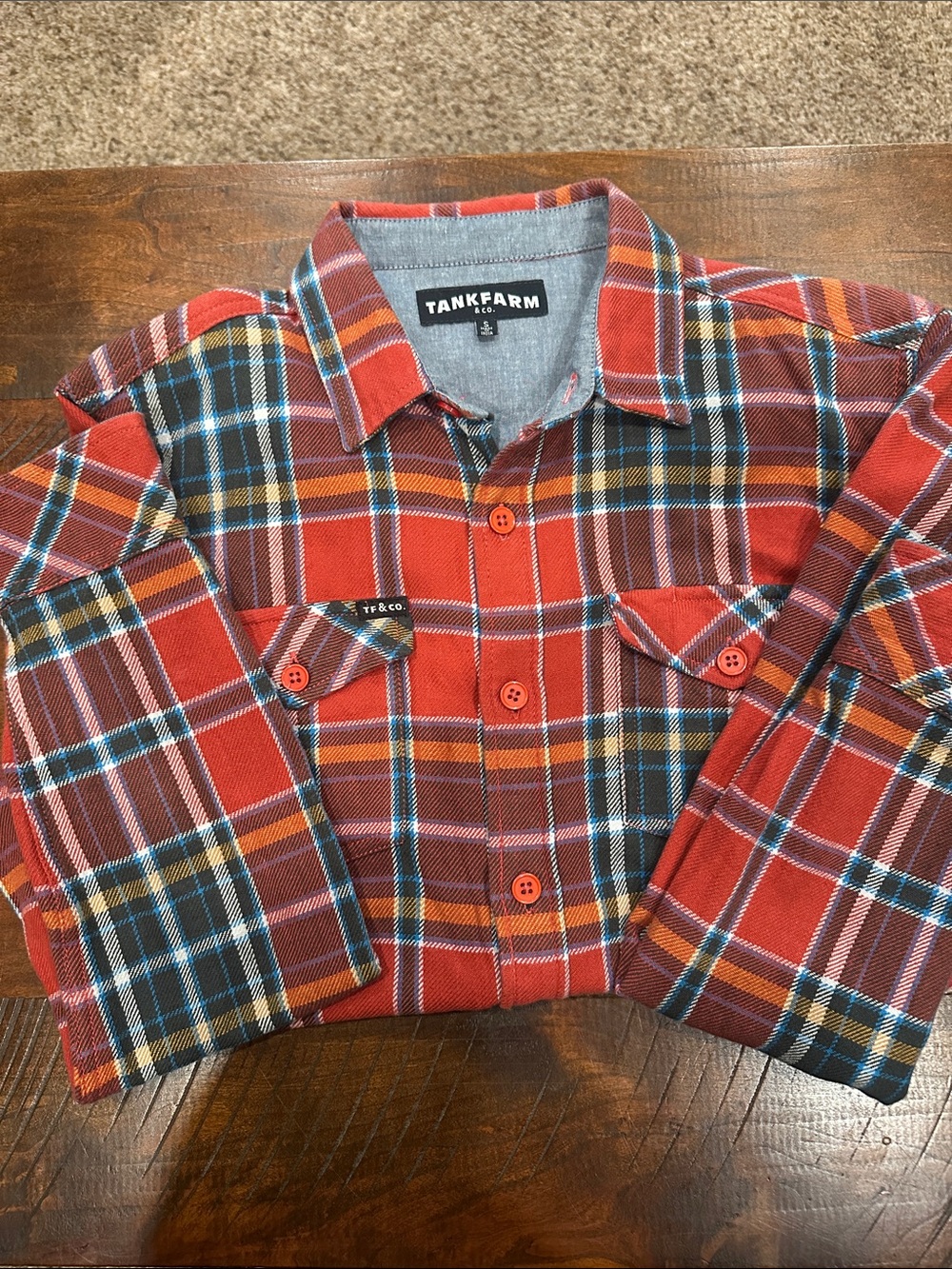 TANKFARM Men’s Red Plaid Button-Up Shirt